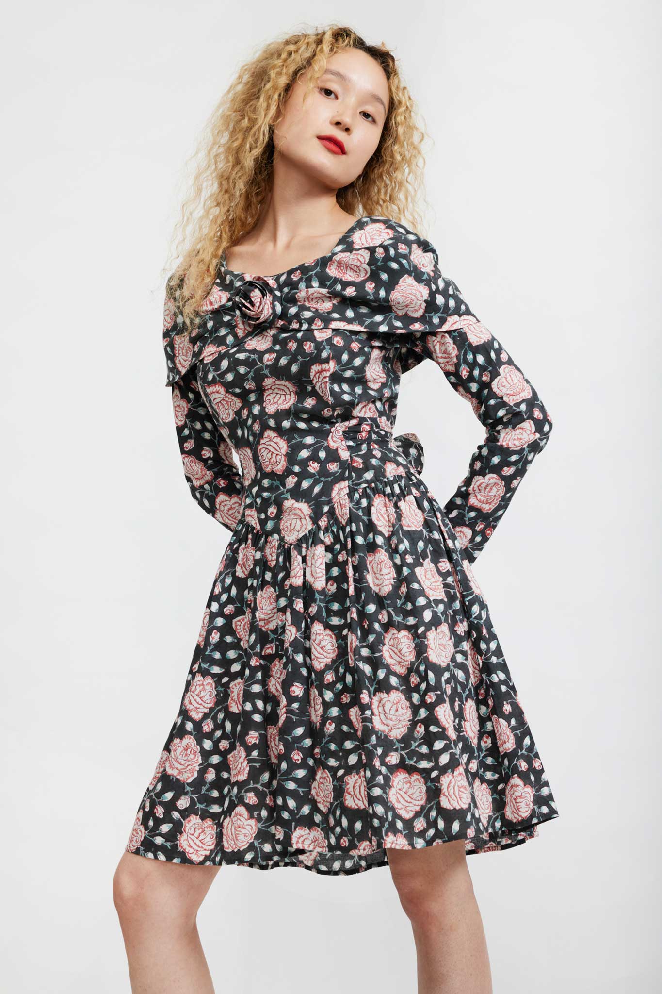 Salt Dress in Black Watercolor Floral – BATSHEVA