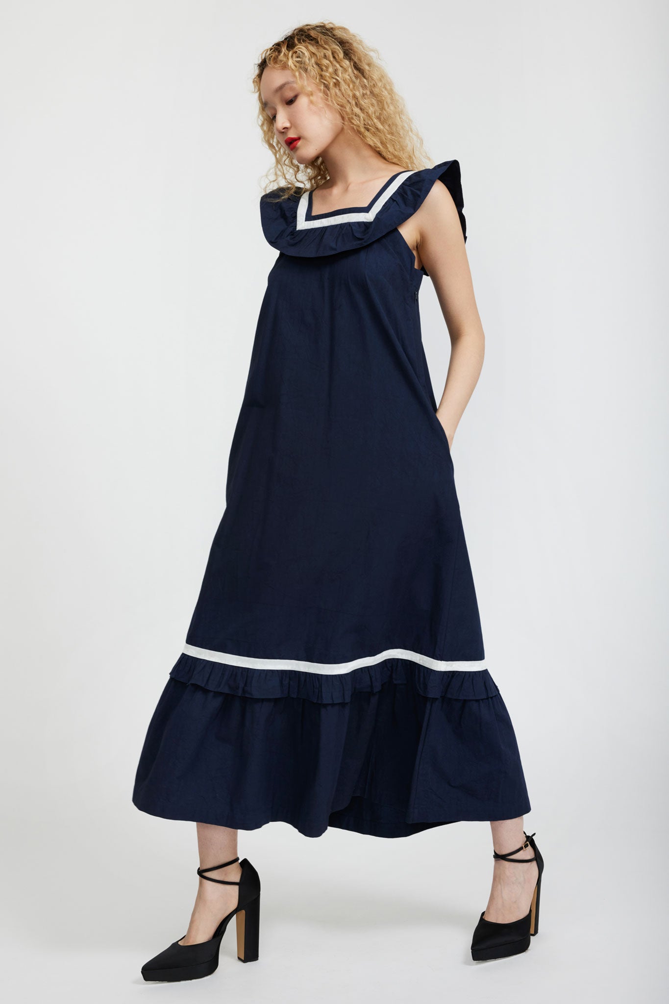 Yeva Dress in Navy BATSHEVA