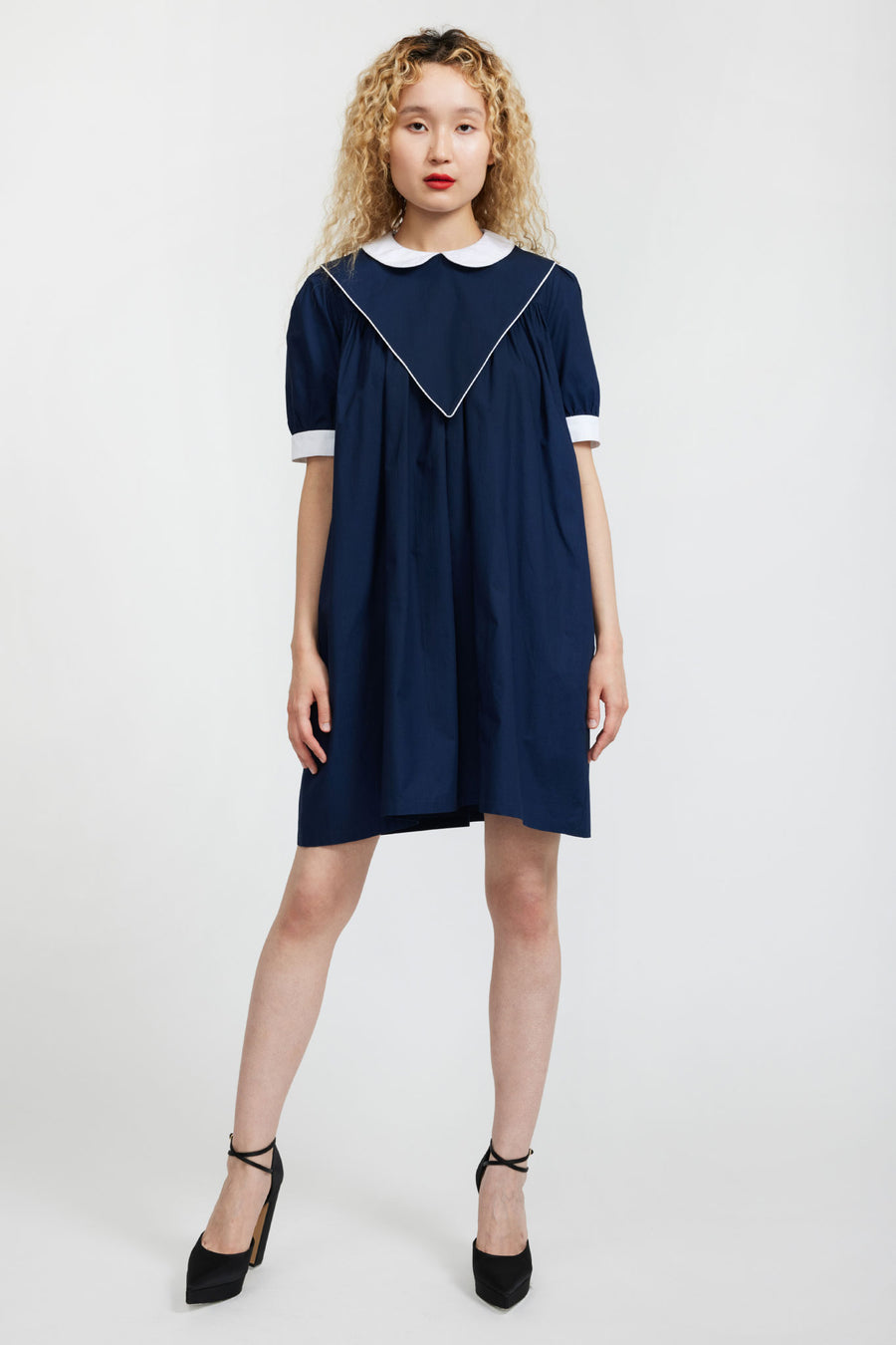 Short Sleeve Penelope Dress in Navy – BATSHEVA