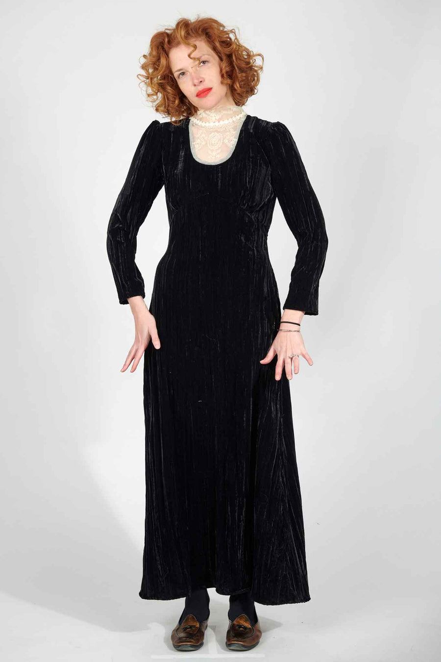 BATSHEVA - MaryJane Dress in Black Velvet