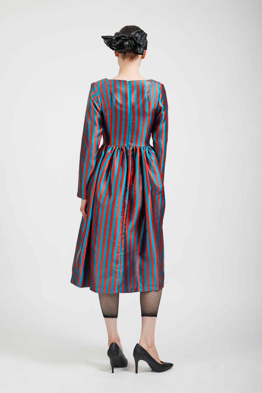 BATSHEVA - Vivienne Dress in Teal/Rust Stripe