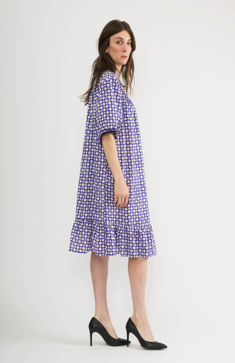 Snap Housedress in Blue Dots