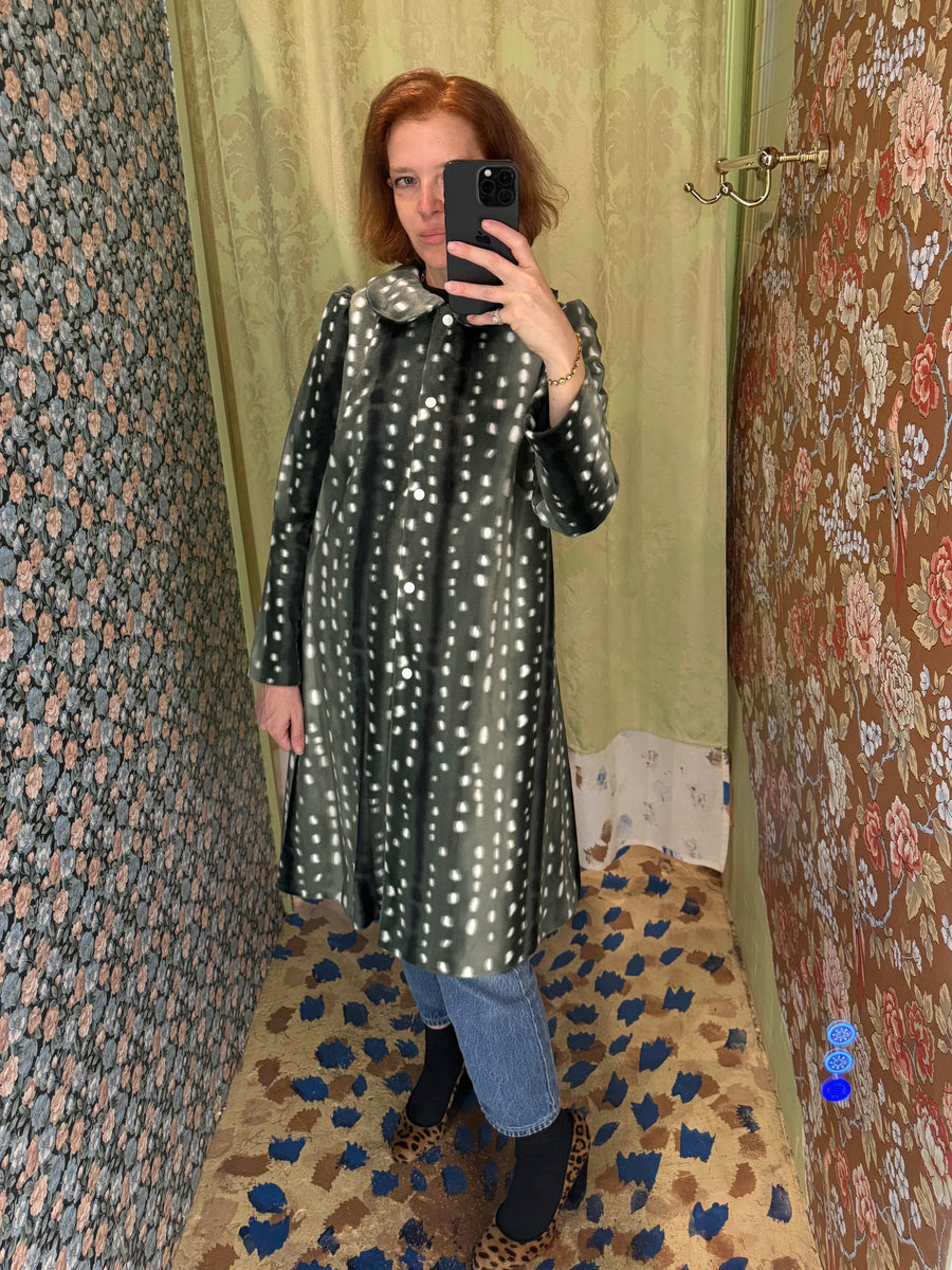 Long Peter Pan Coat in Pine Bambi