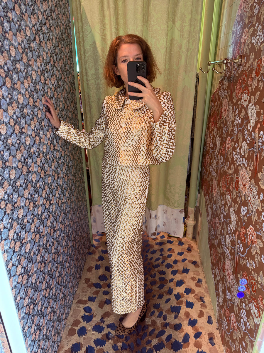 Ruffle Pant in Knit Sequins