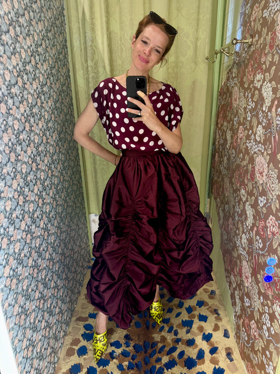 Anja Skirt in Merlot Taffeta