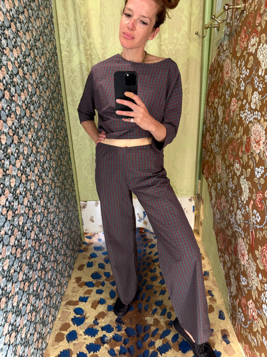 Erin Pant in Burgundy Tartan