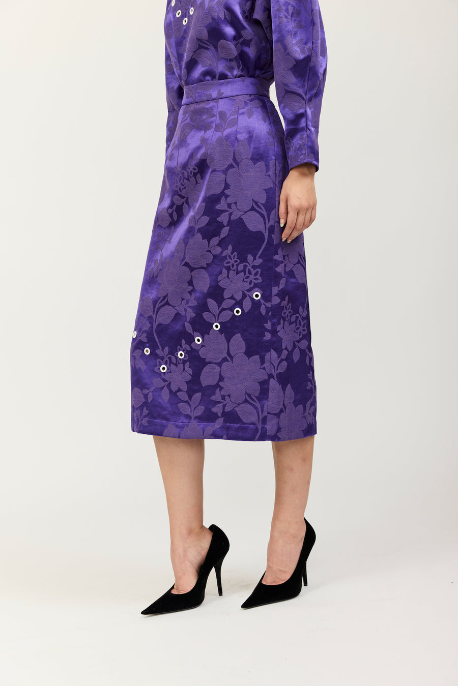 Court Skirt in Purple Jacquard