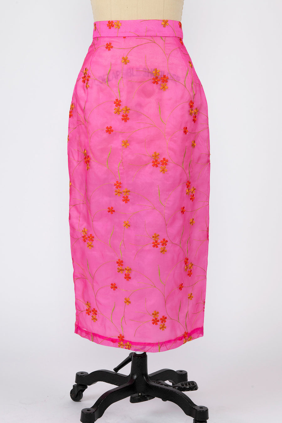 Court Skirt in Hot Pink Silk Organza