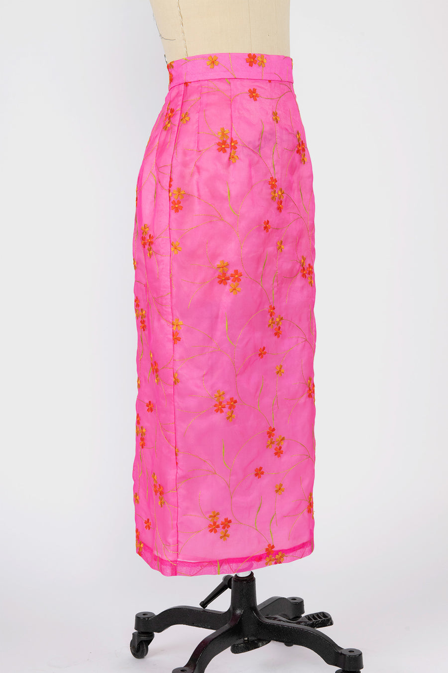 Court Skirt in Hot Pink Silk Organza