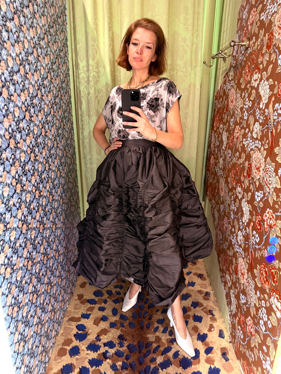 Anja Skirt in Slate Taffeta
