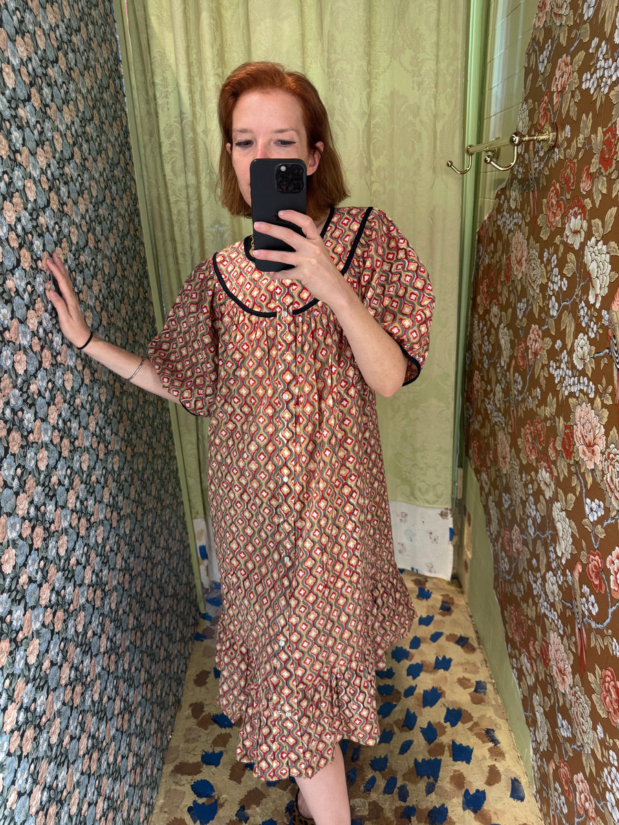 Snap Housedress in Geometric Print