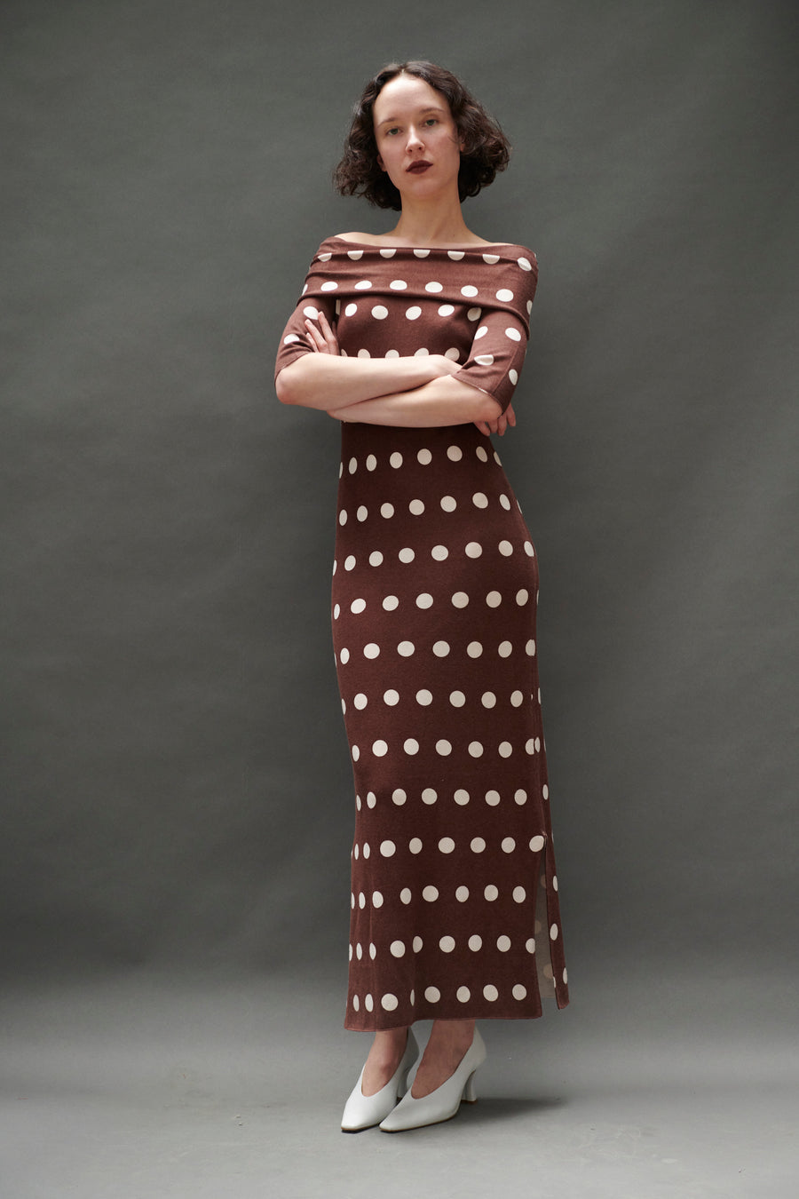 Olivia Sweater Dress in Chocolate M / Brown