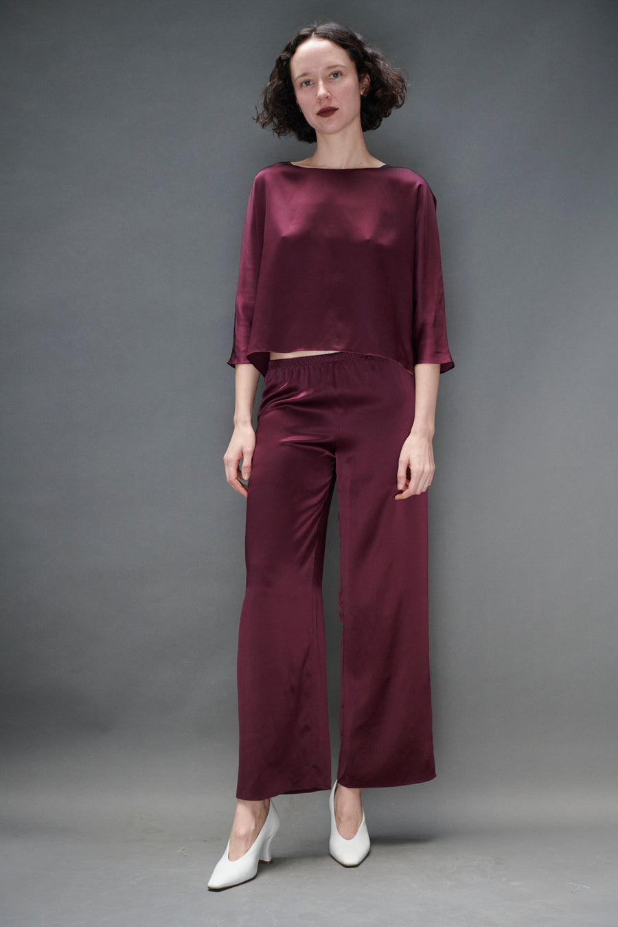 Erin Top in Merlot Silk Charmeuse