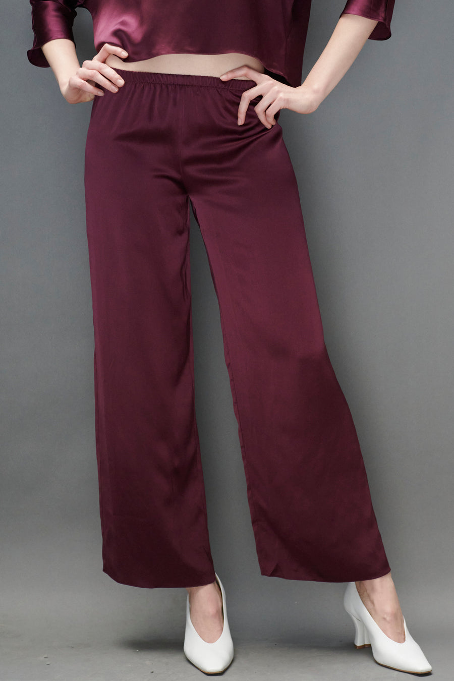 Erin Pant in Merlot Silk Charmeuse