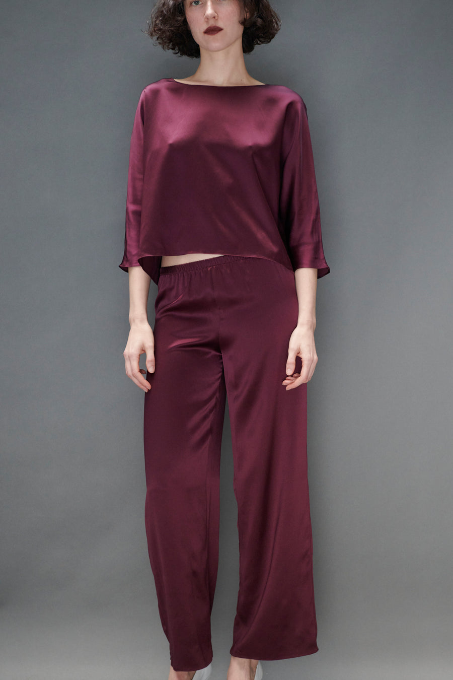 Erin Pant in Merlot Silk Charmeuse