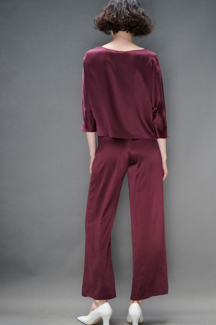 Erin Top in Merlot Silk Charmeuse