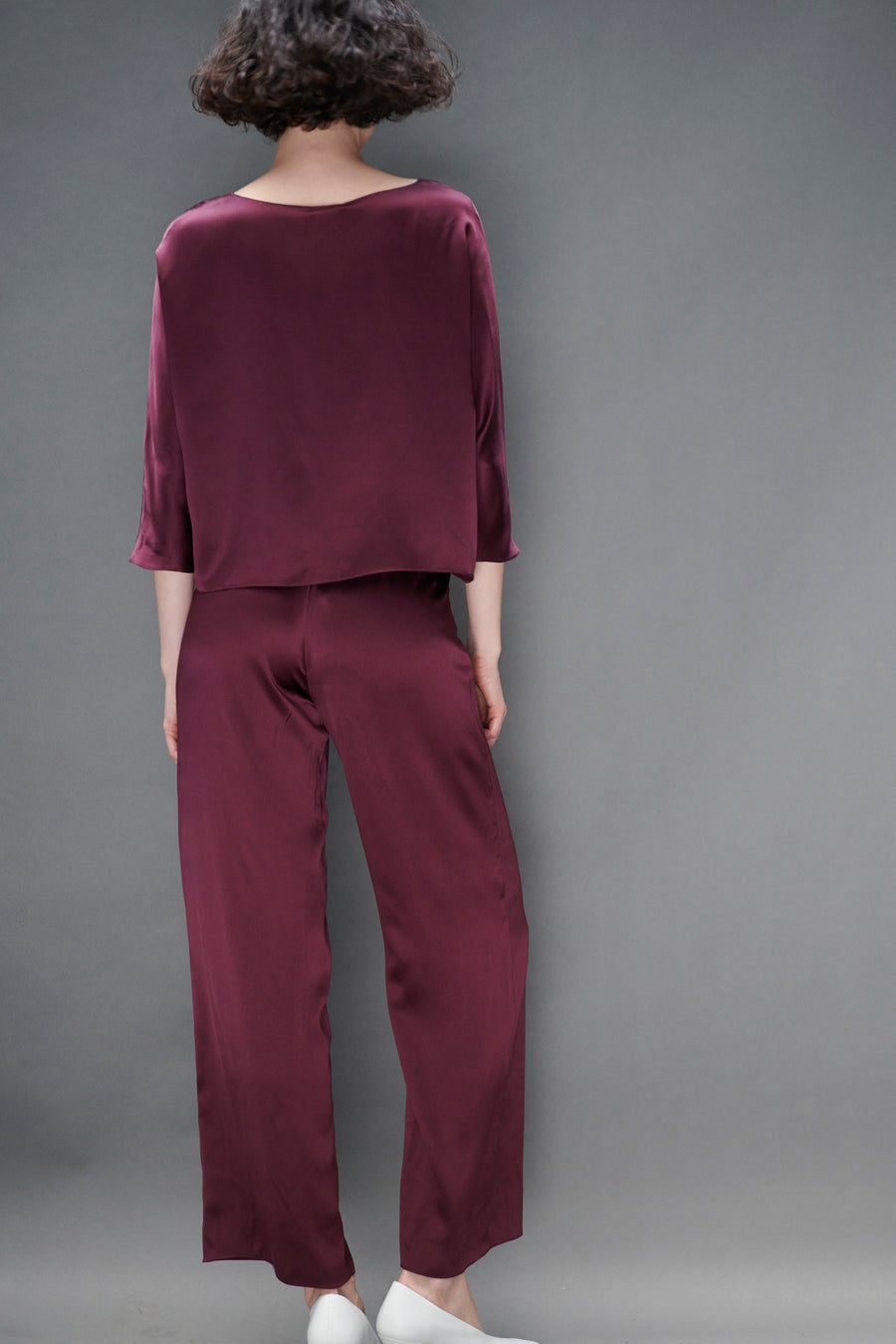 Erin Pant in Merlot Silk Charmeuse