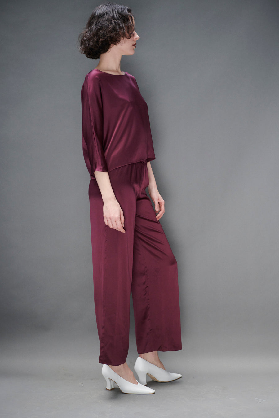 Erin Pant in Merlot Silk Charmeuse