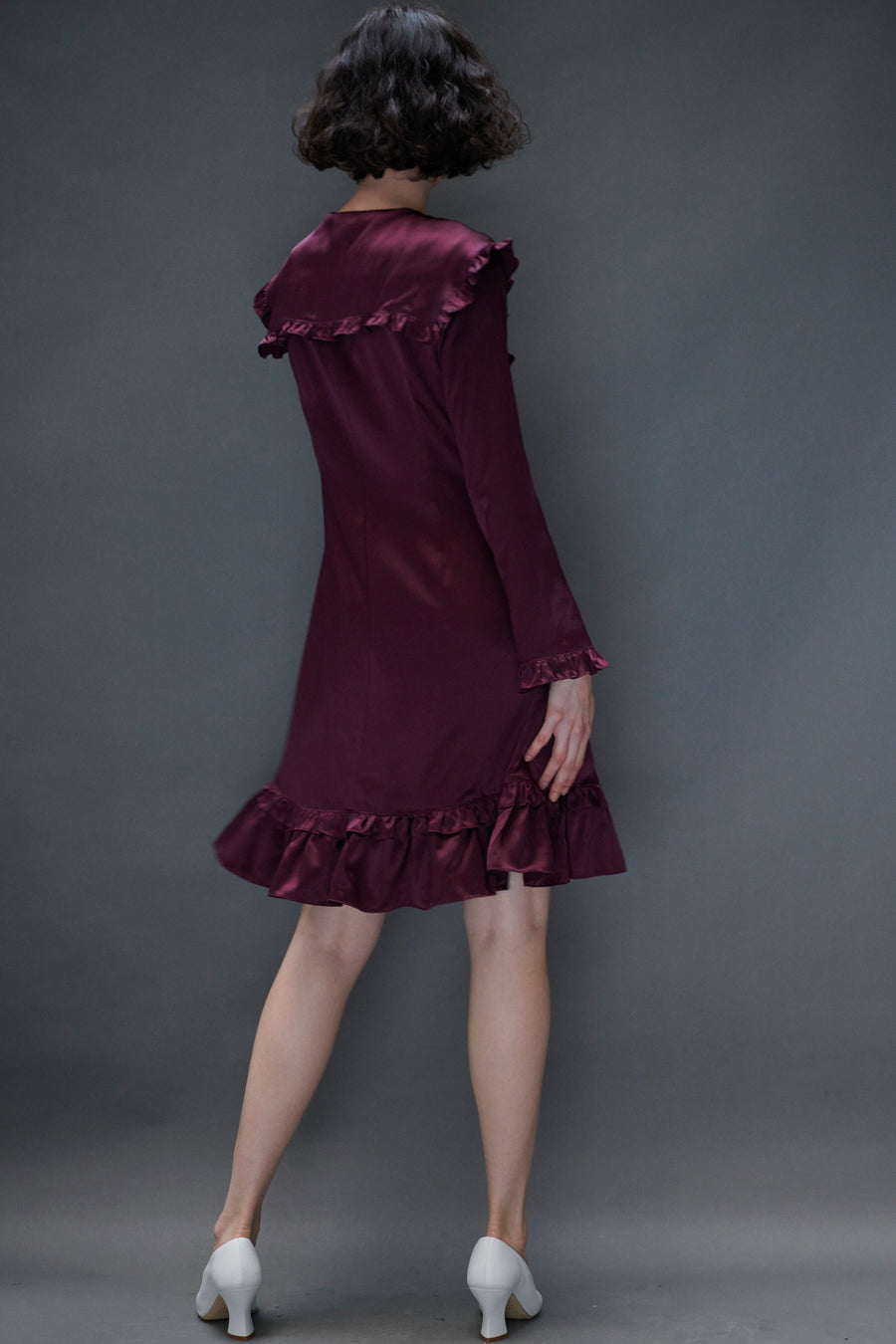 Sailor Dress in Burgundy Silk Charmeuse