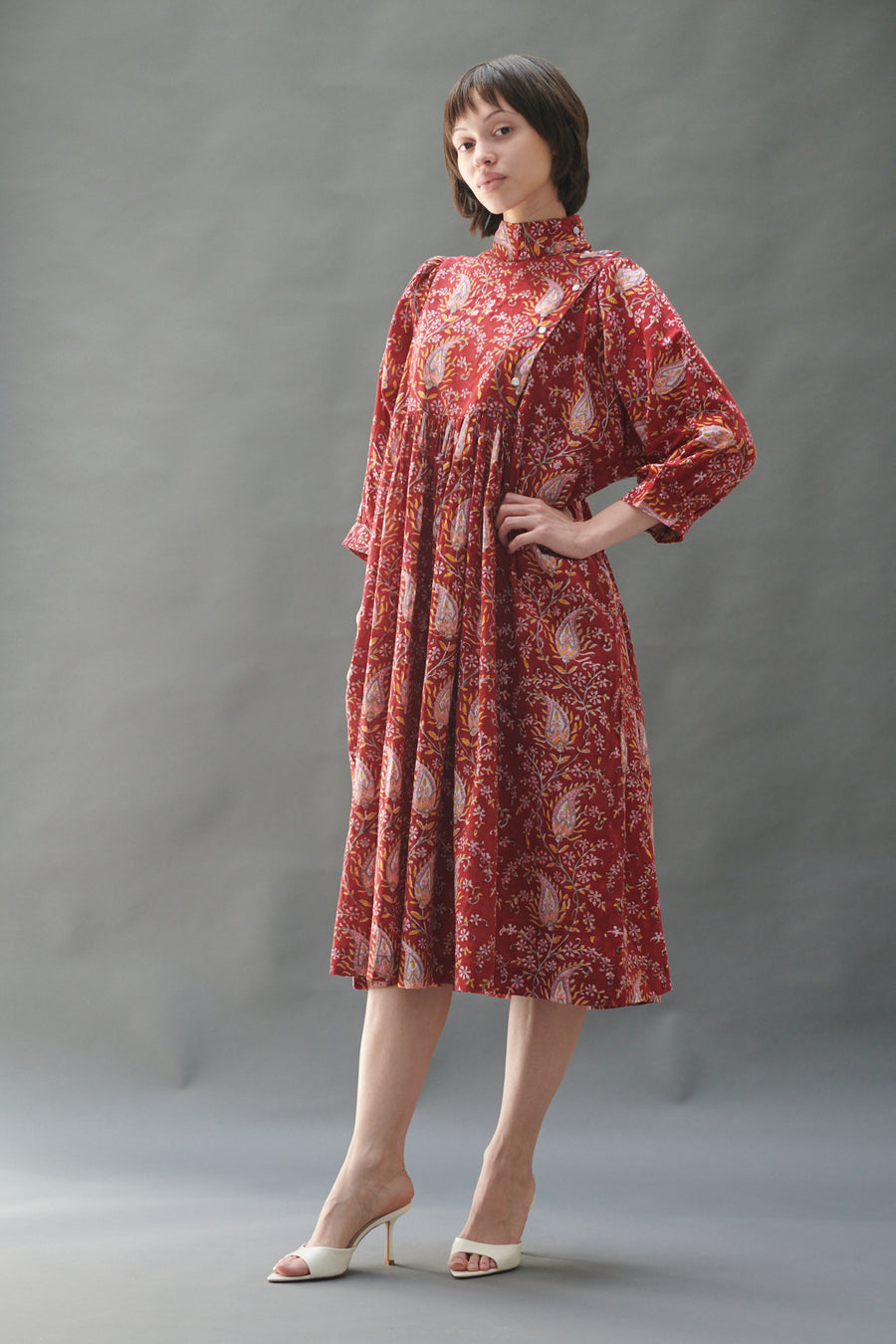 Snap Smock Dress in Bordeaux Paisley – BATSHEVA