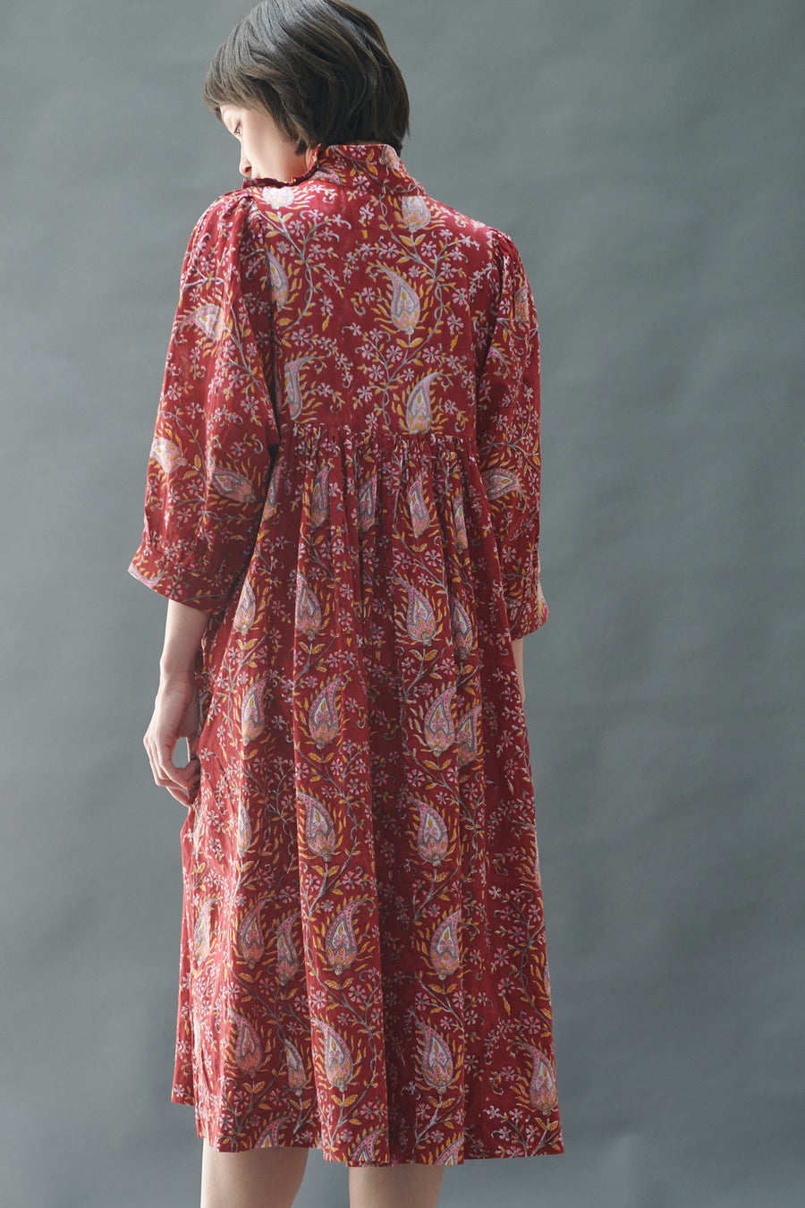 Snap Smock Dress in Bordeaux Paisley – BATSHEVA