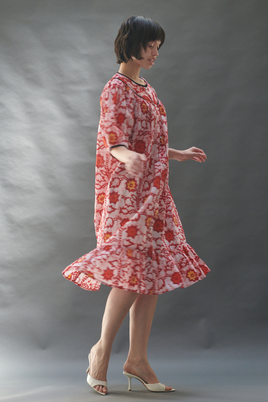 Snap Housedress in Red Batik Floral – BATSHEVA