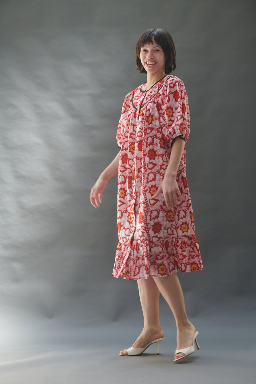 red batik dress Snap Housedress in Red Batik Floral