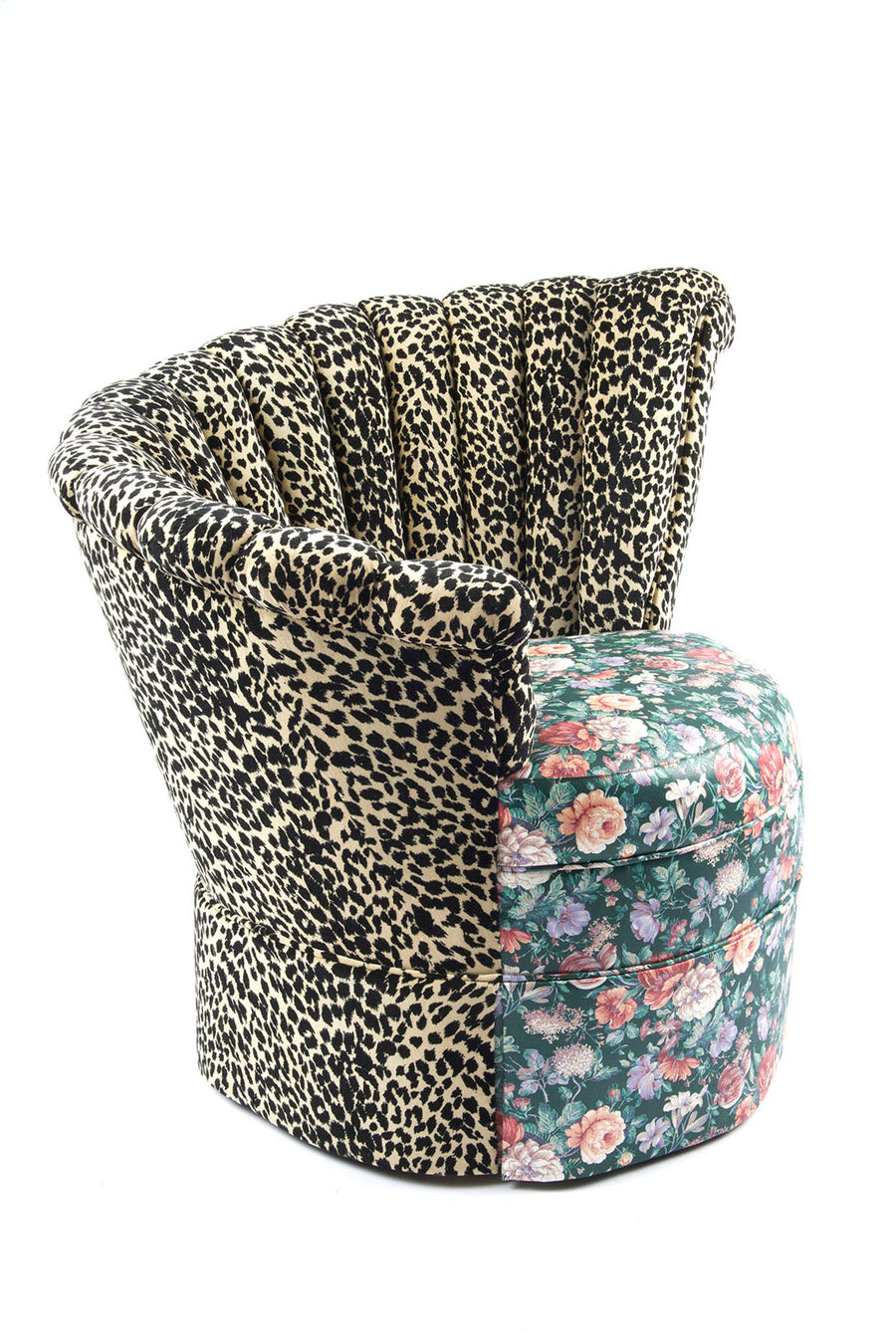 BATSHEVA - Nautilus Chair in Vintage Floral and Leopard Velvet Fabric