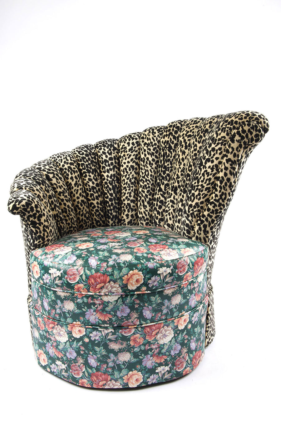 BATSHEVA - Nautilus Chair in Vintage Floral and Leopard Velvet Fabric