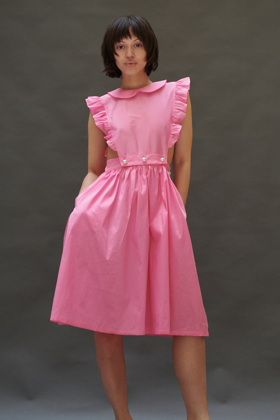 pink apron dress Our Kawaii Solid Tie Back Sleeveless Apron Dress is such a vibe