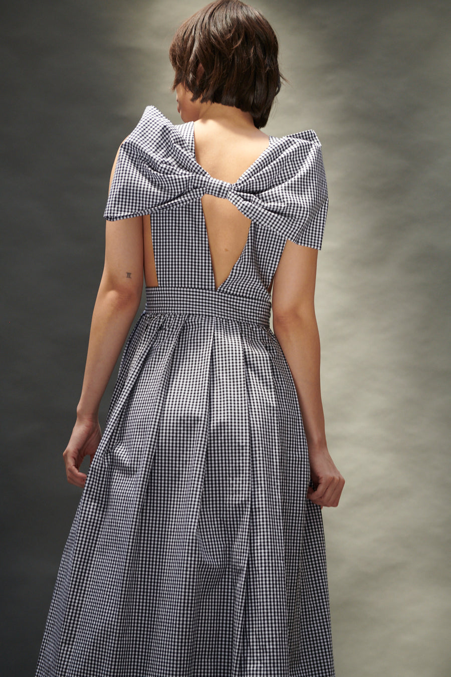 Bow Pinafore Dress in Gingham
