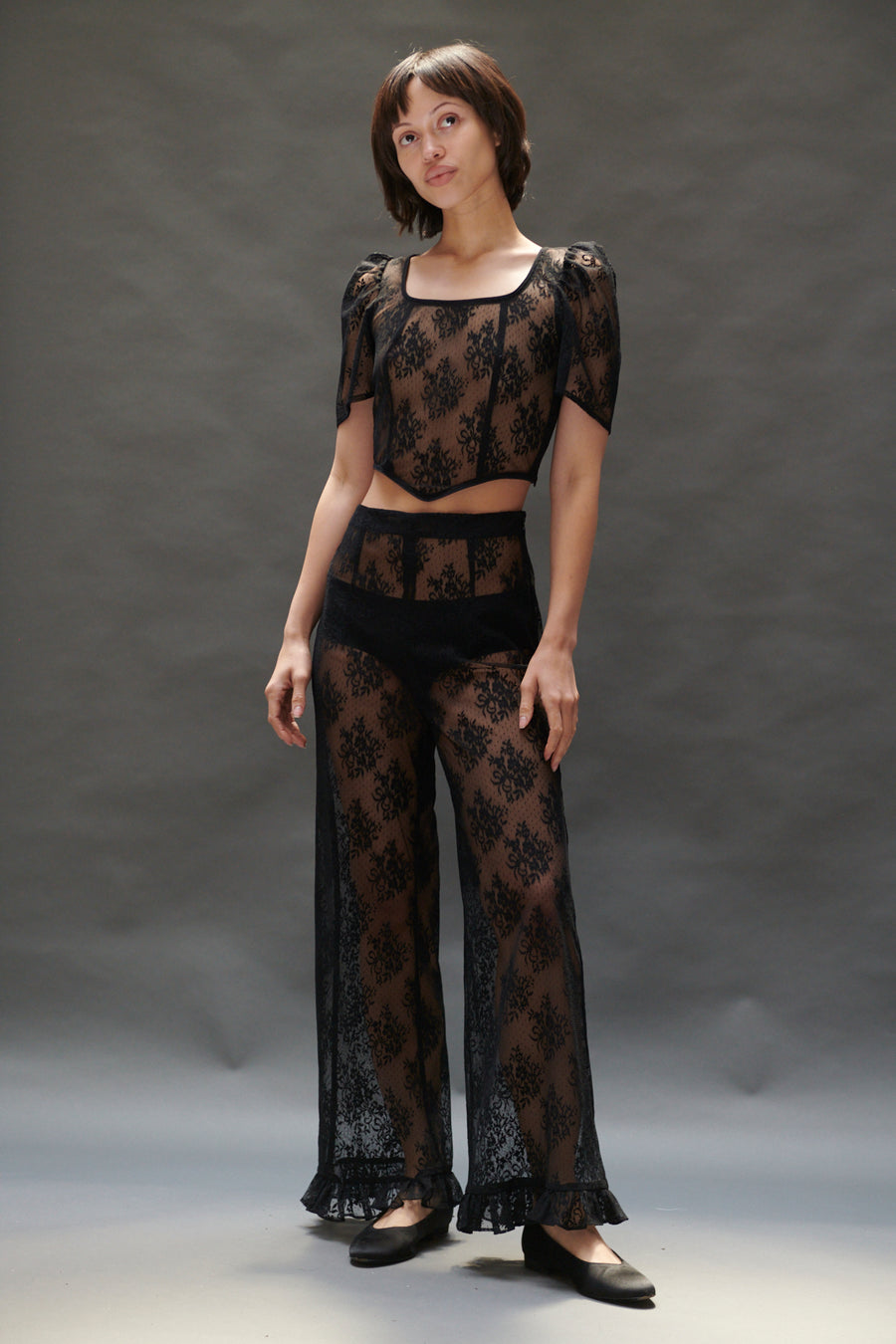 Ruffle Pant in Black Lace – BATSHEVA