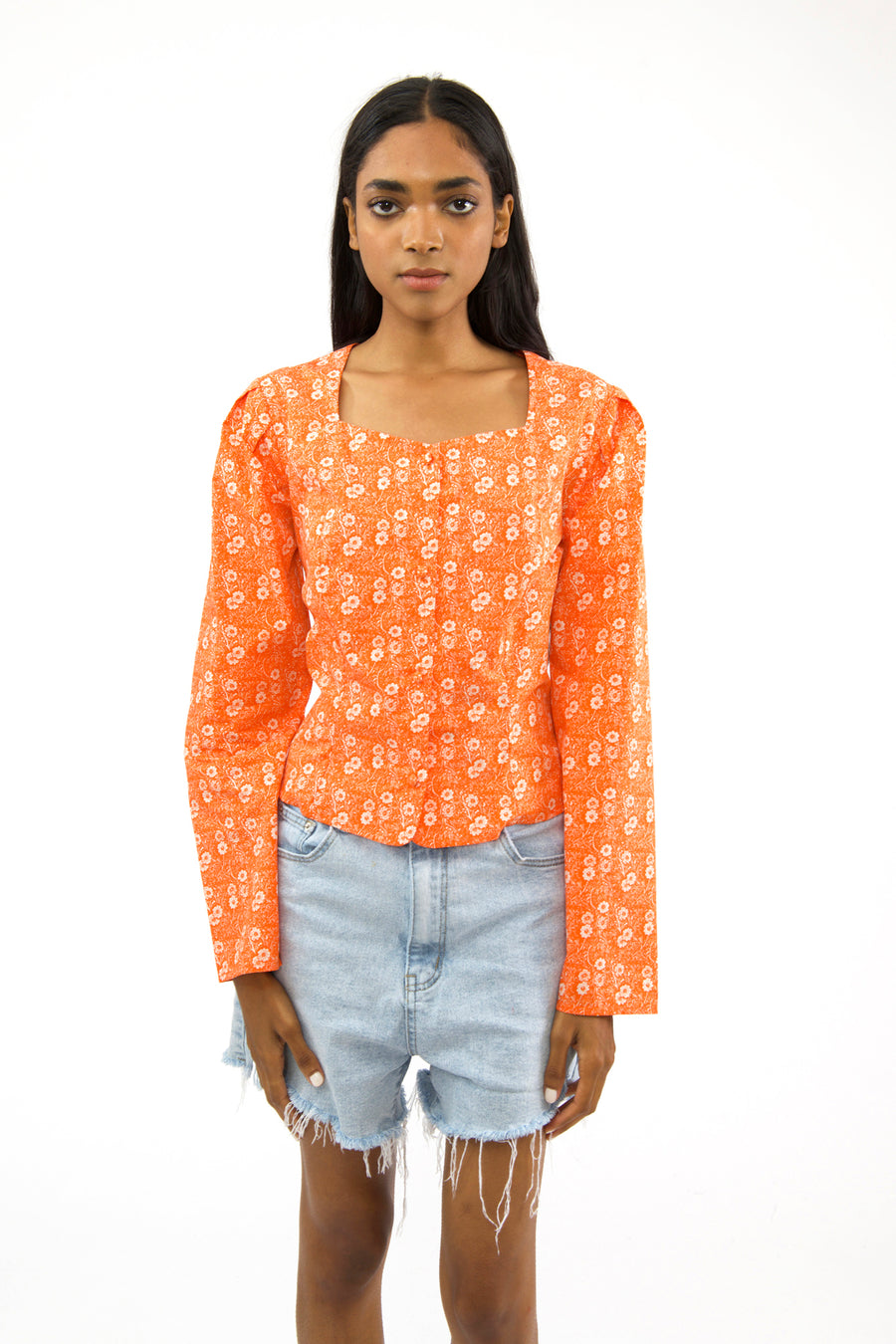 Sample Sale Top in Orange Manafon