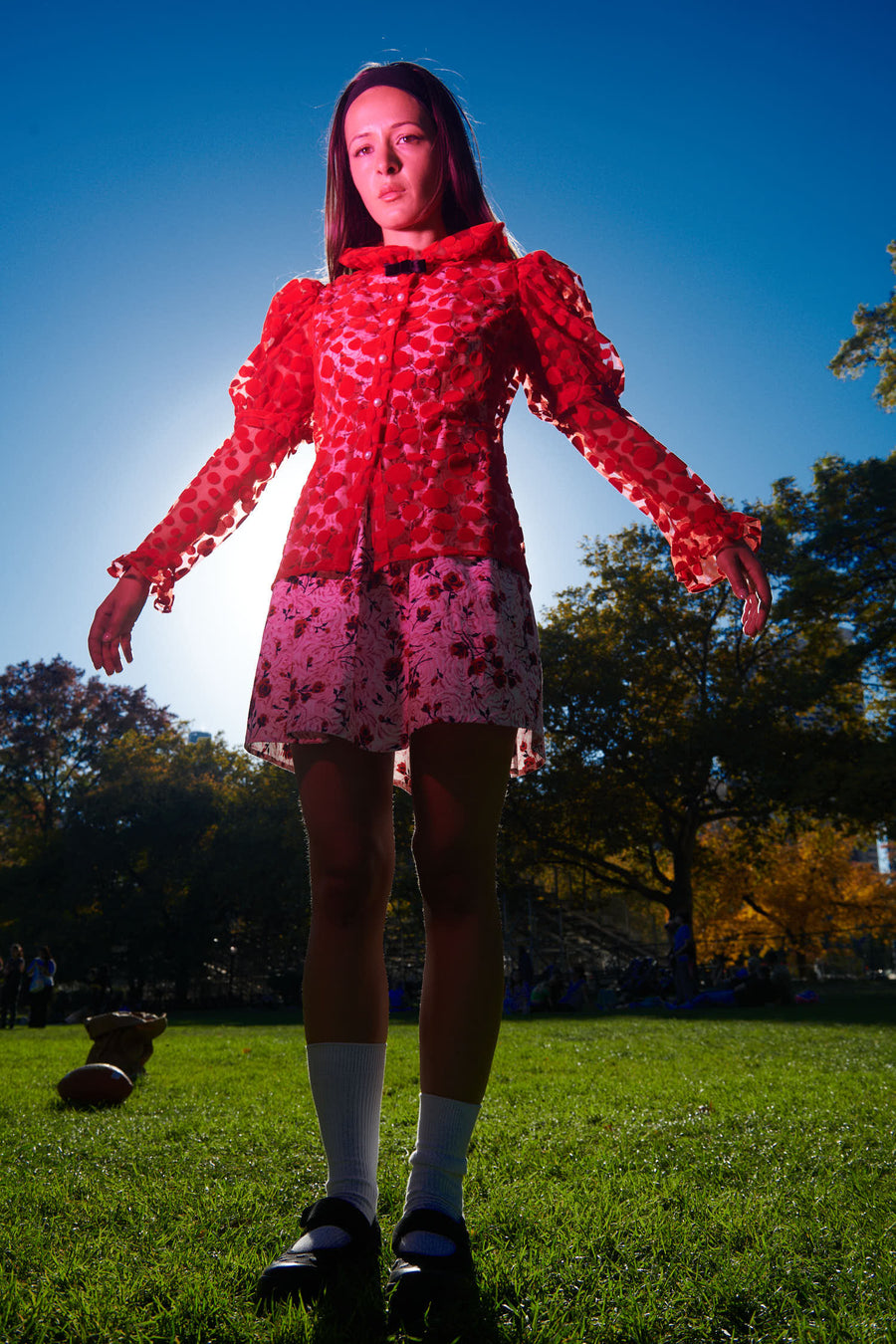 Lou Blouse in Red Flocked Dots