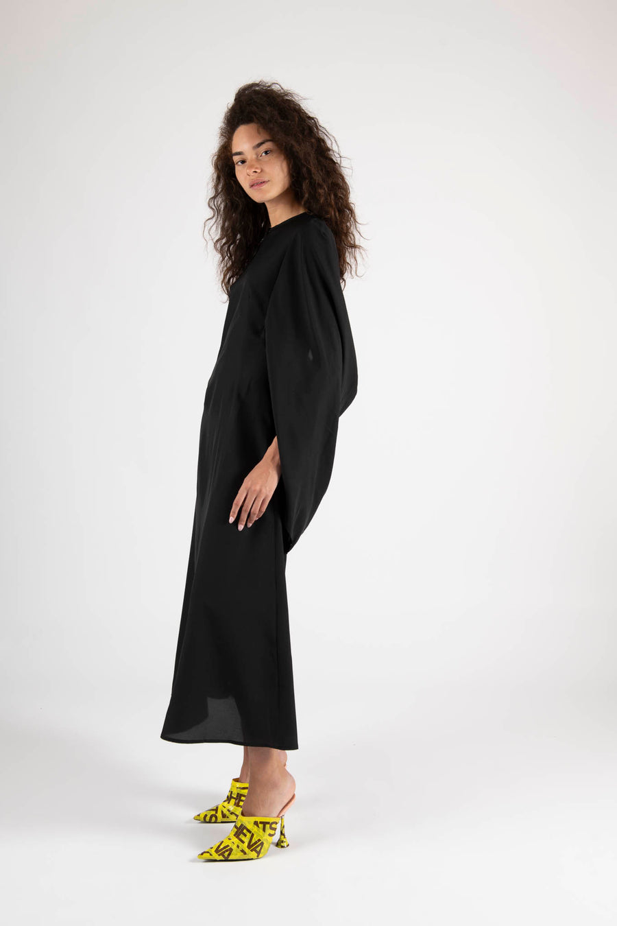 Sample Sale Draped Gown in Black