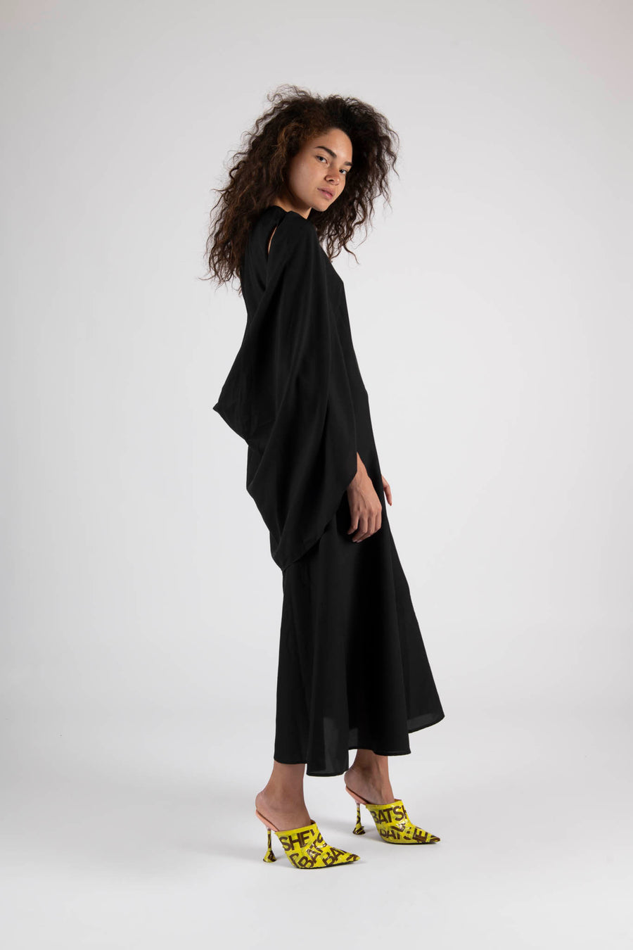 Sample Sale Draped Gown in Black