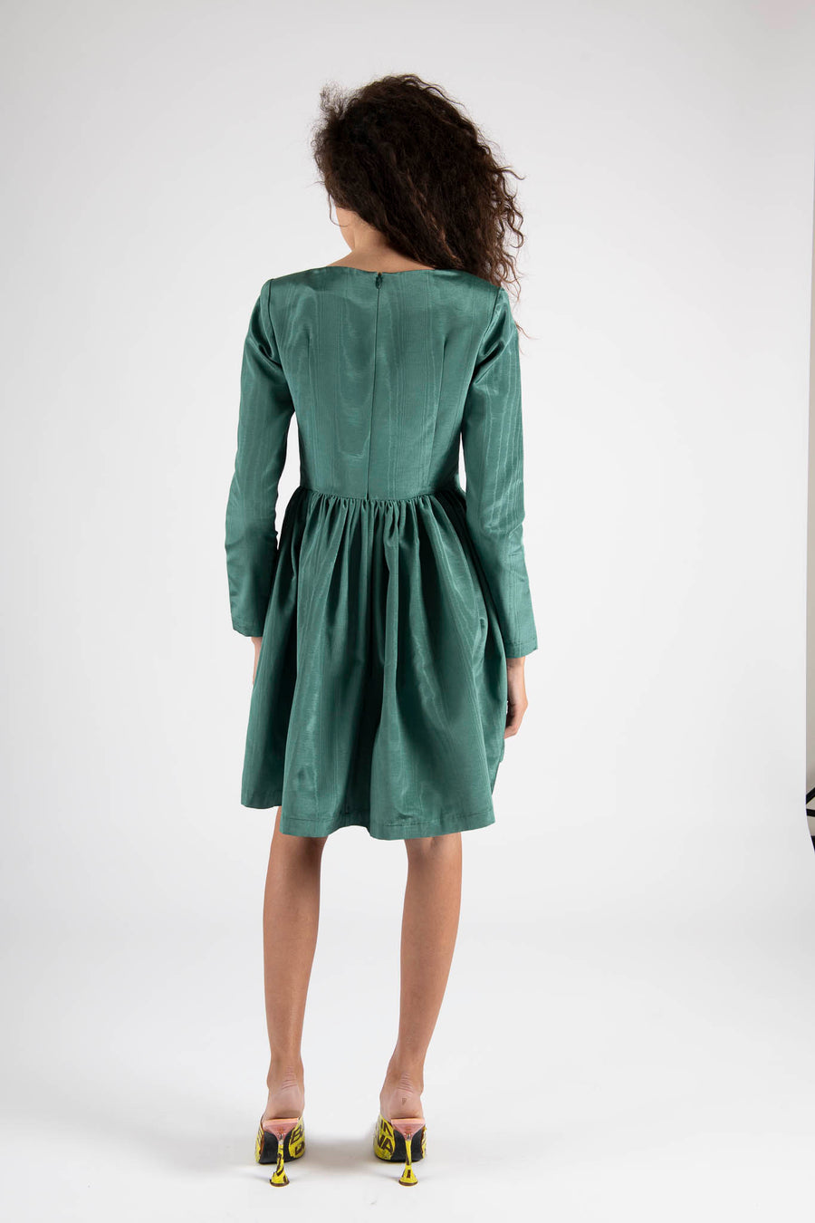 Sample Sale Vivienne Dress in Emerald Green Moiré