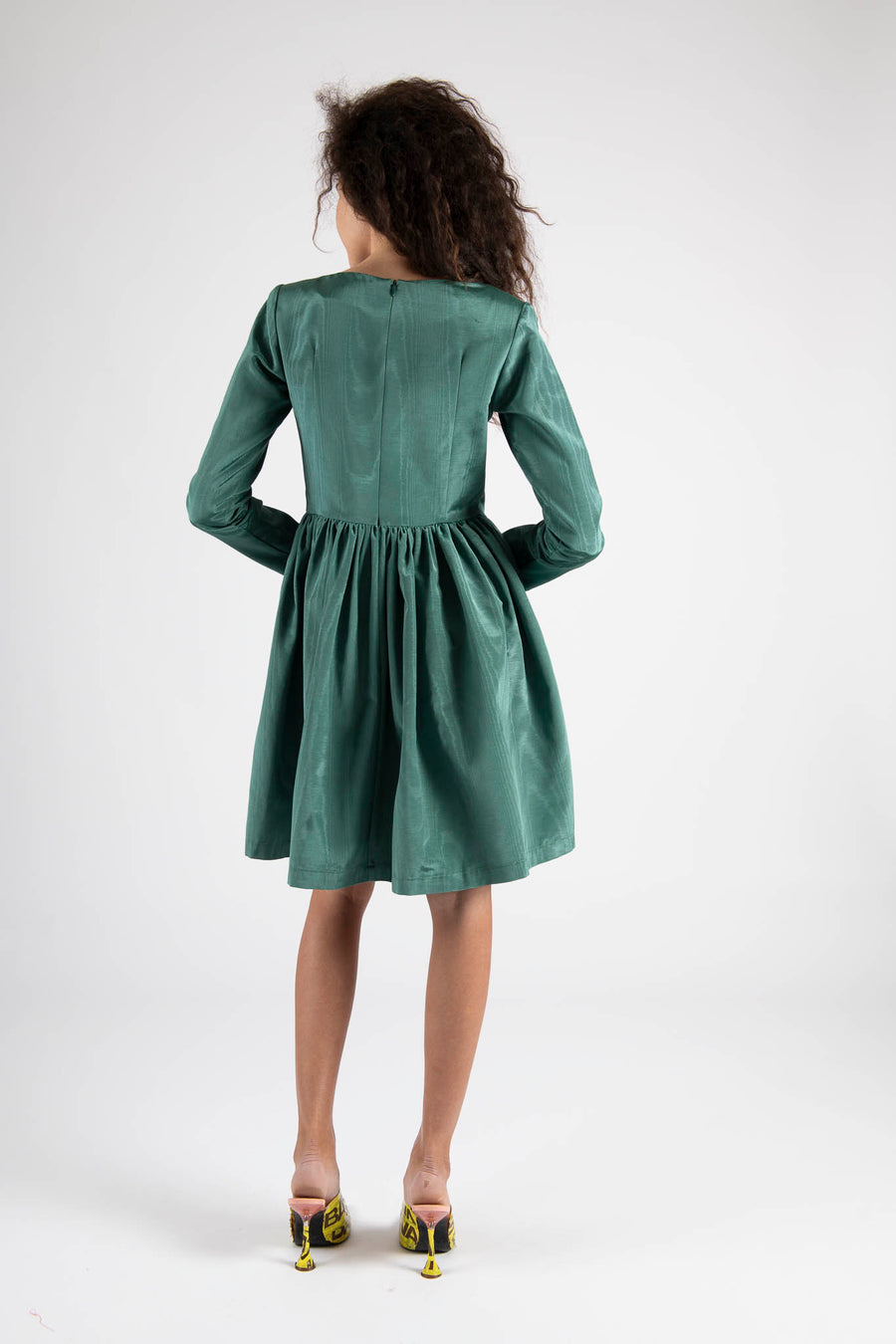 Sample Sale Vivienne Dress in Emerald Green Moiré