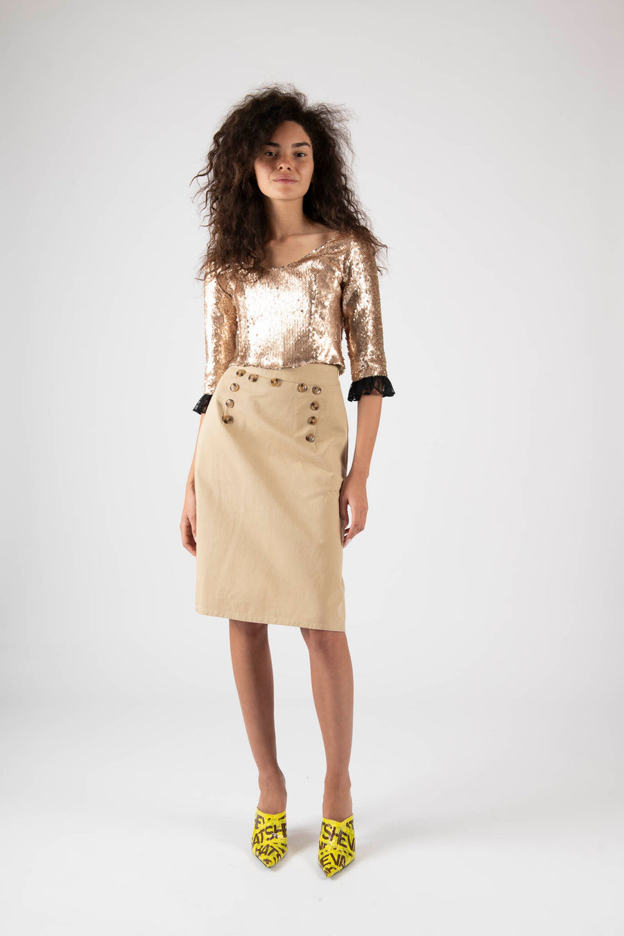 Sample Sale Sailor Skirt in Khaki Twill