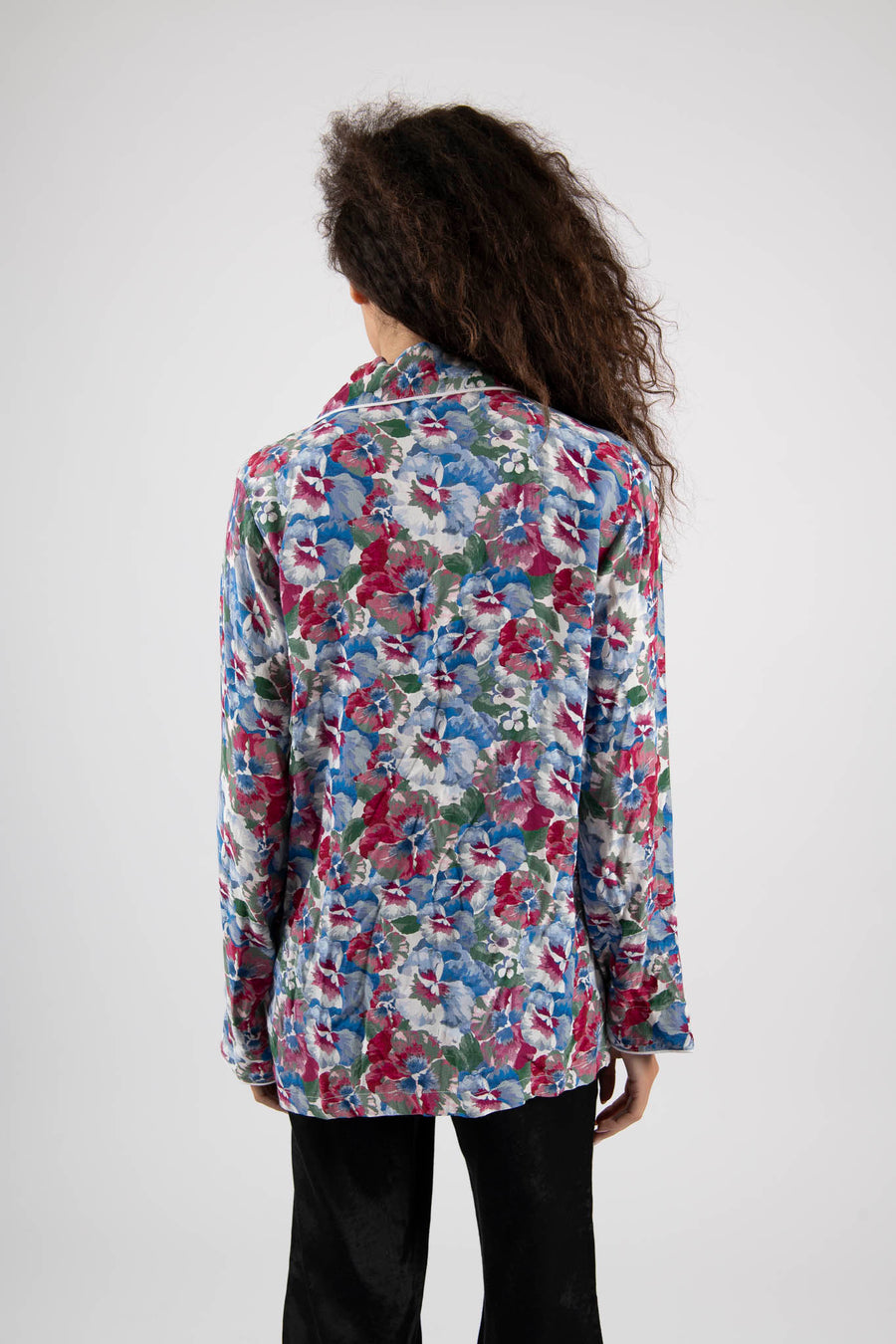 Sample Sale Pajama Style Blouse in Blue Floral