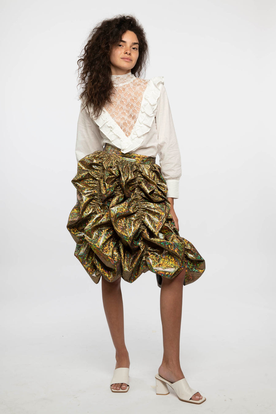 Anja Skirt in Gold Lamé