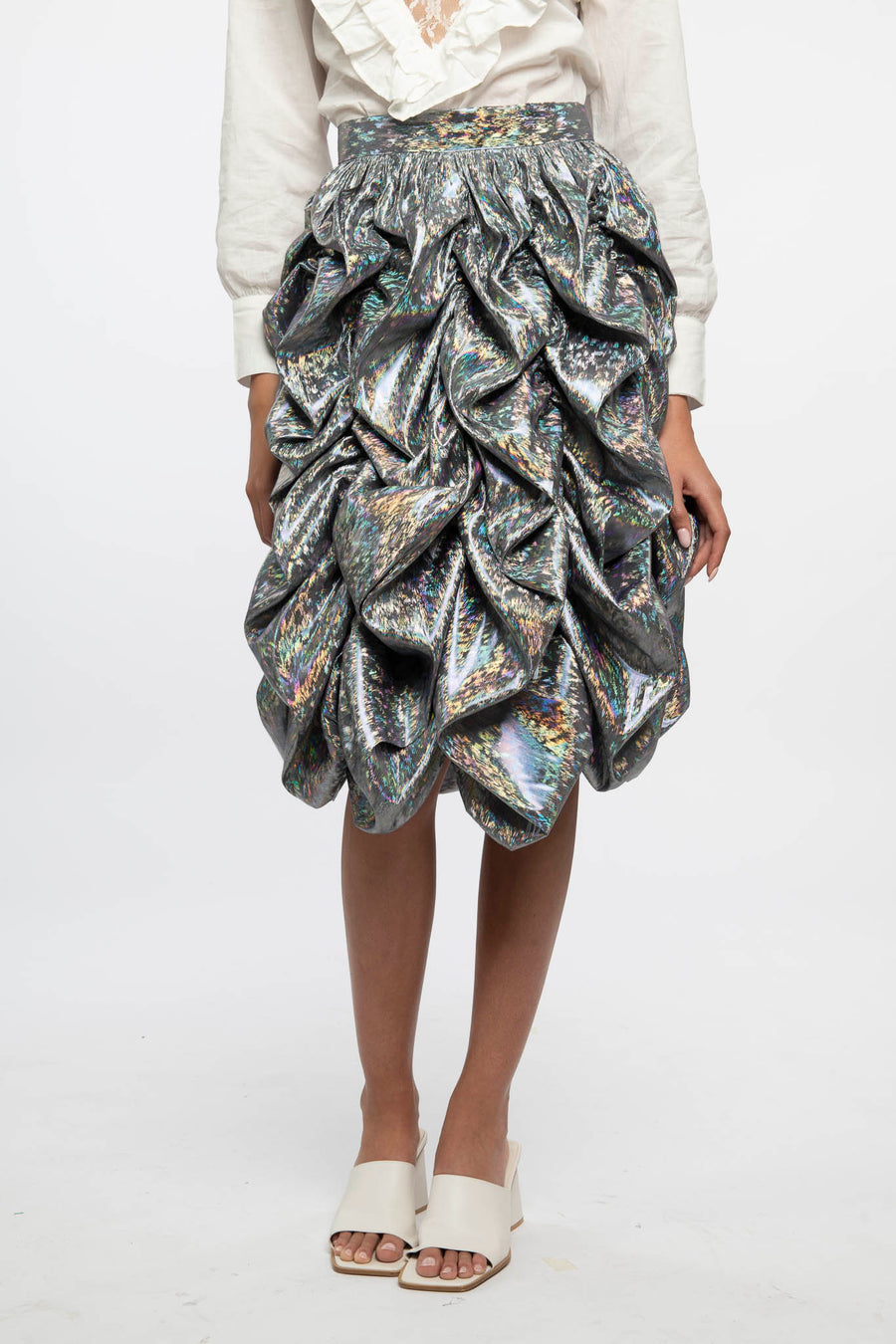 Anja Skirt in Silver Holographic Lamé