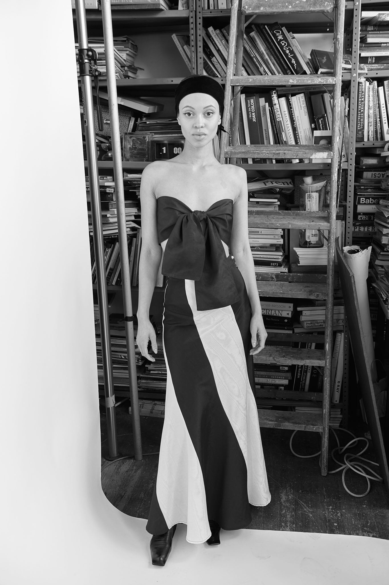 Cera Skirt in Cream & Black Moiré BATSHEVA