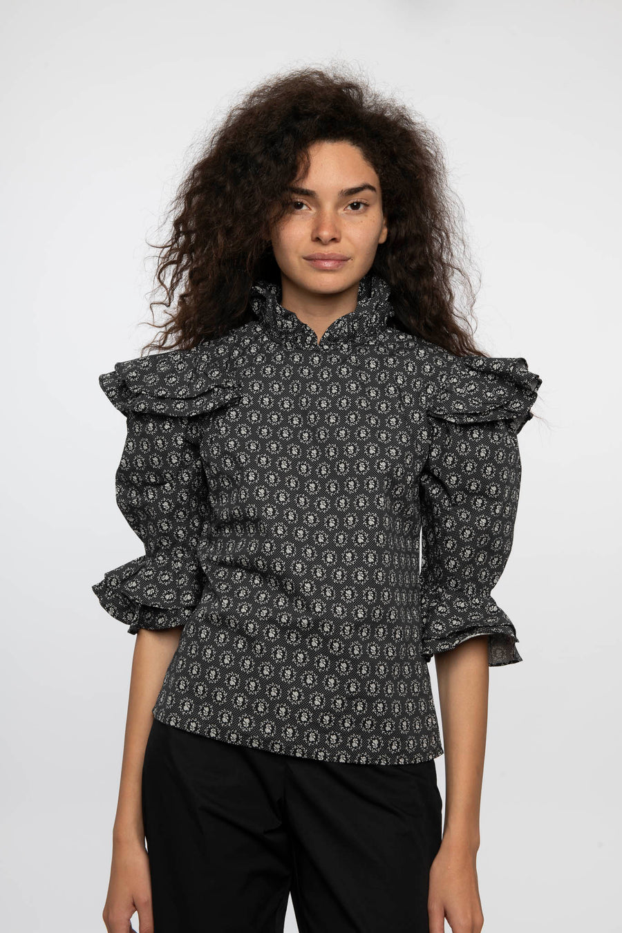 Antoinette Blouse in Floral Dot