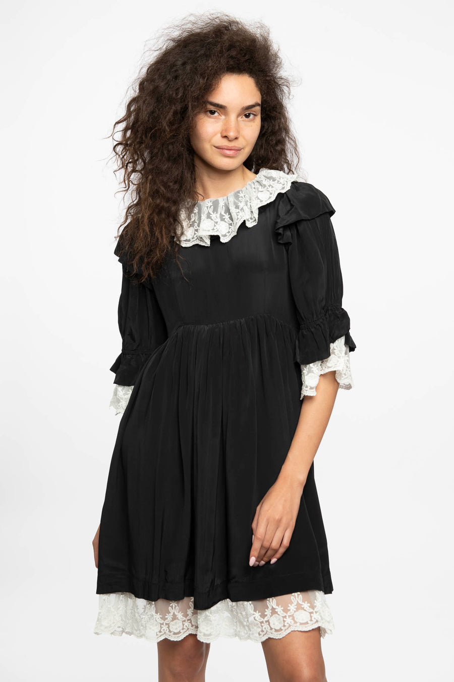 Chamomile Dress in Black Voile