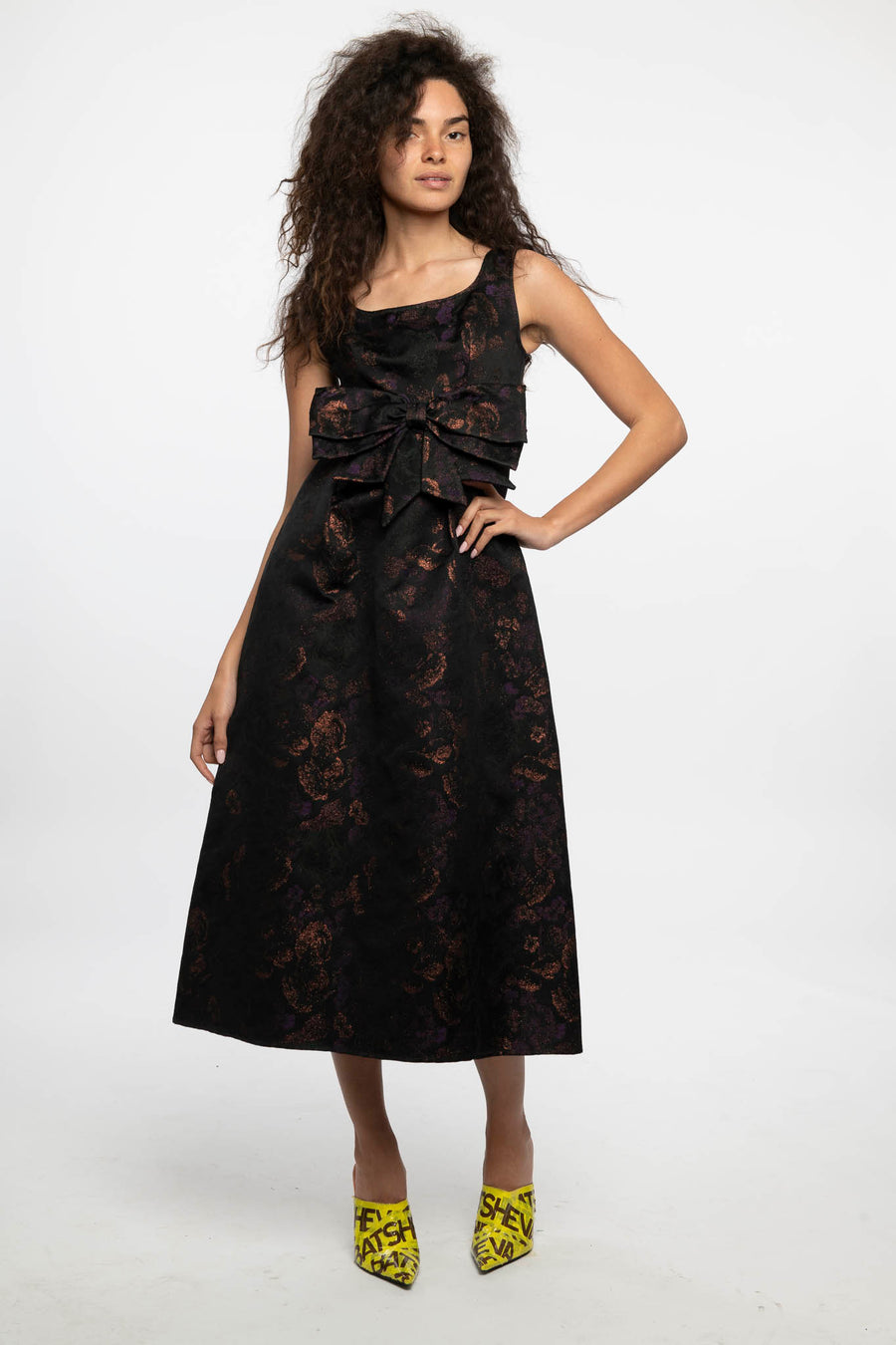 Sample Sale Bow Dress in Enchantress Jacquard