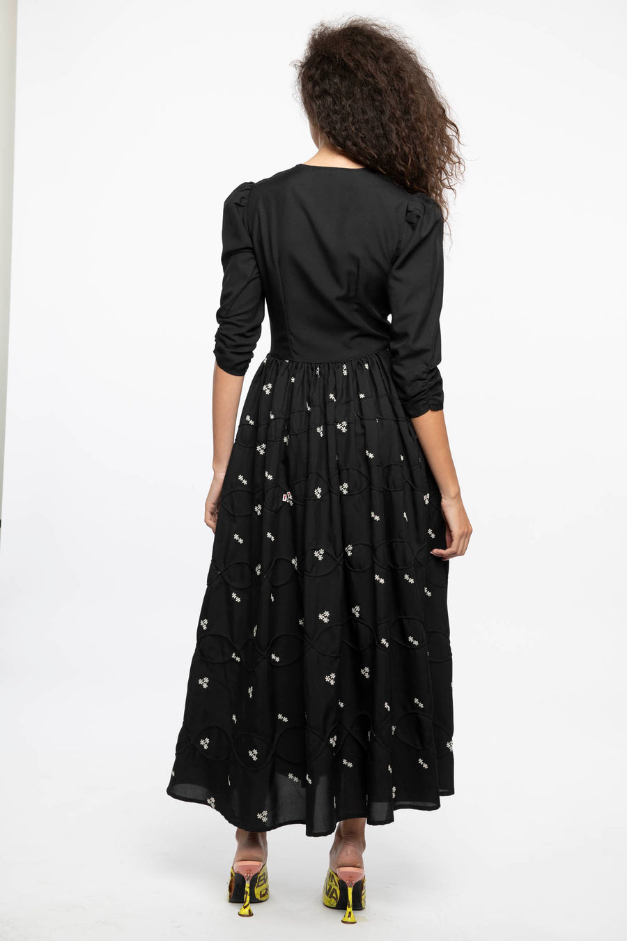 Sample Sale Embroidered Dress in Black