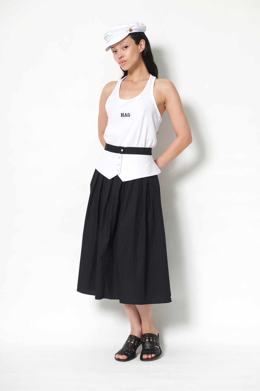 Landa Skirt in Black and White Poplin