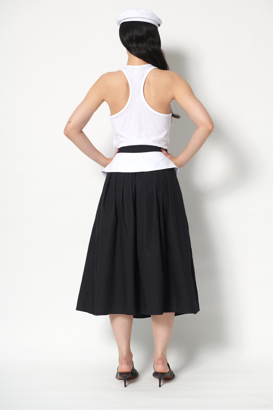 Landa Skirt in Black and White Poplin