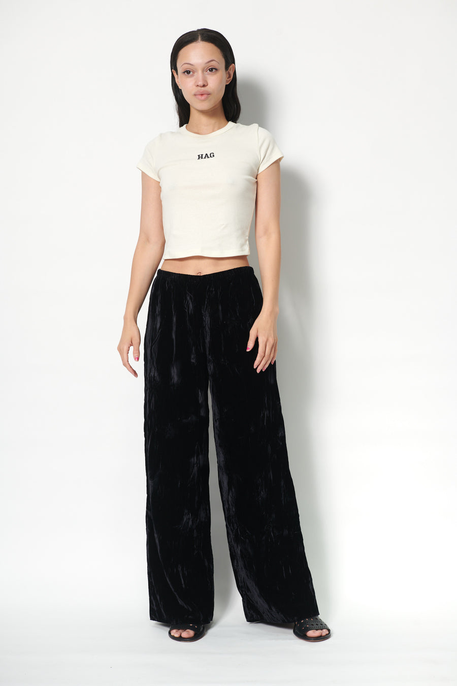 Erin Pant in Black Crushed Velvet